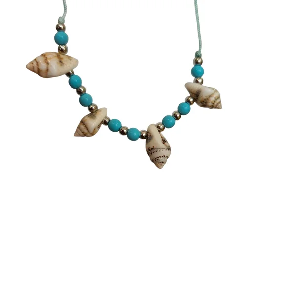 NWT - Handmade Blue, Silver And Seashell Adjustable Bracelet - Picture 3 of 8